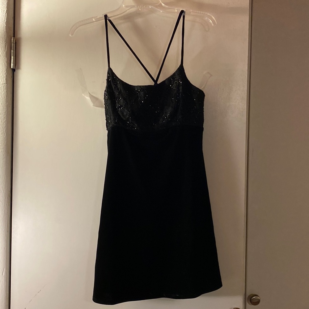 BCBG black velvet and sequin dress size medium